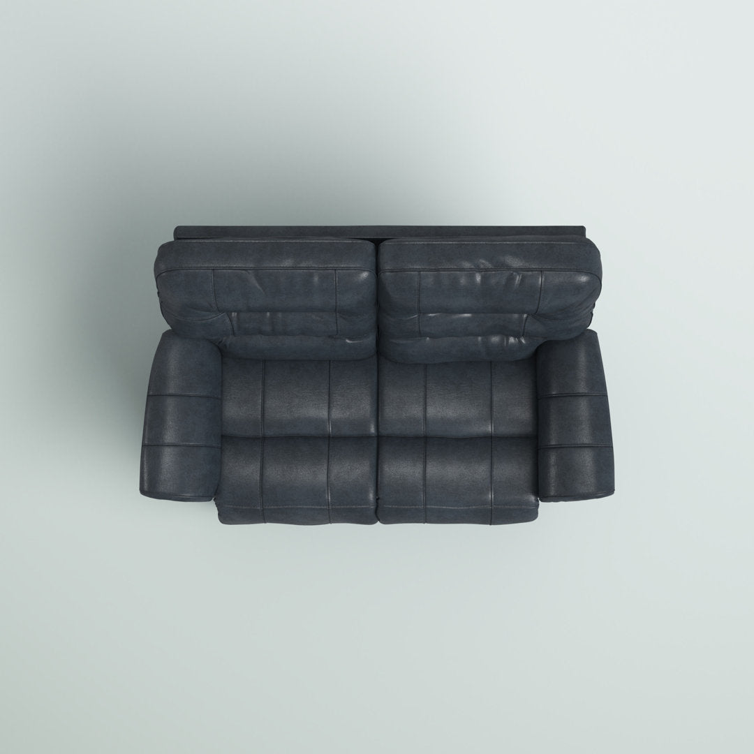 Fuller 64" Genuine Leather Pillow Top Arm Reclining Loveseat Steelside™