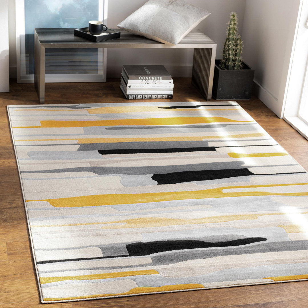 Dimond Striped Mustard/Gray/Beige Area Rug Wade Logan® Rug Size: Rectangle 8'10" x 12'3"