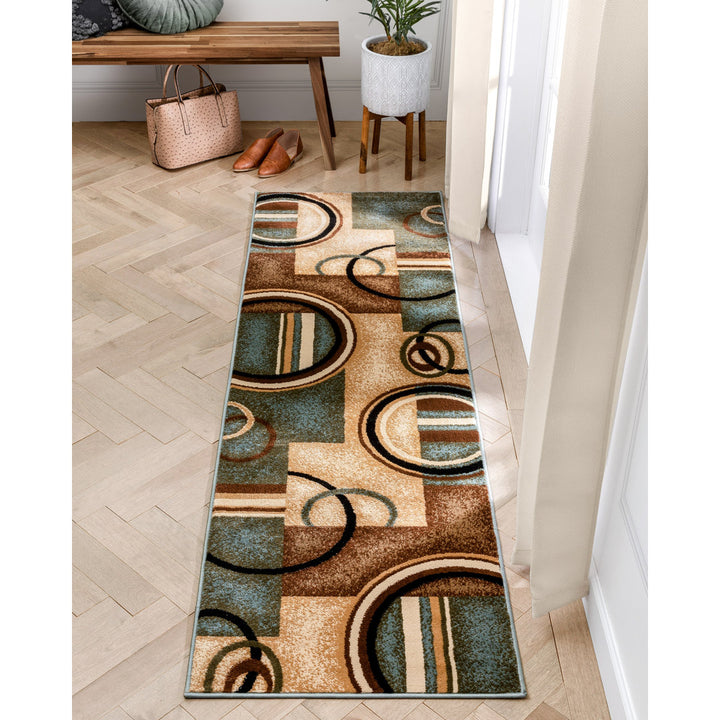 Abbie Arcs & Shapes Light Blue Modern Rug Winston Porter Rug Size: Runner 2'7" x 9'6"