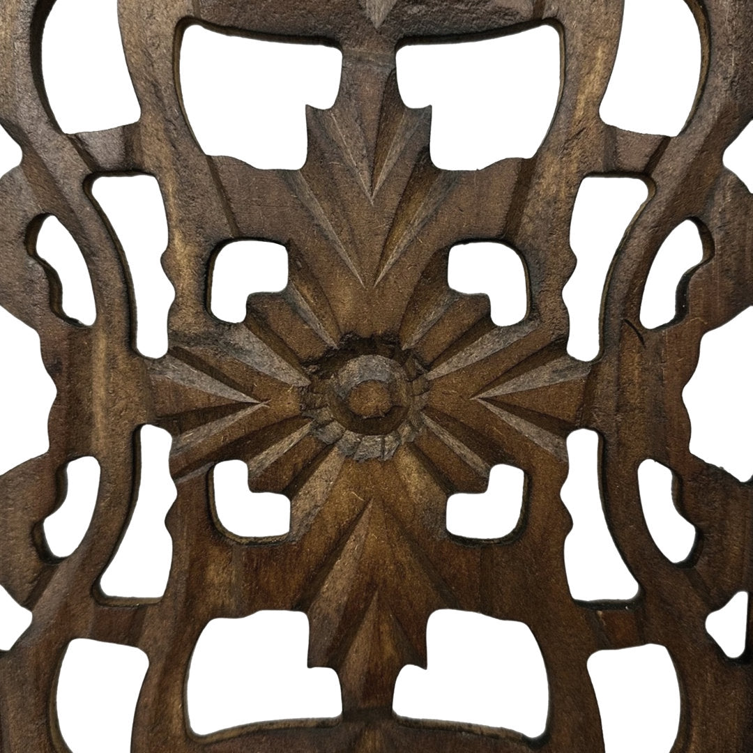 Wood Handmade Intricately Carved Floral Brown Wall Decor Set (Set of 2) Ophelia & Co.