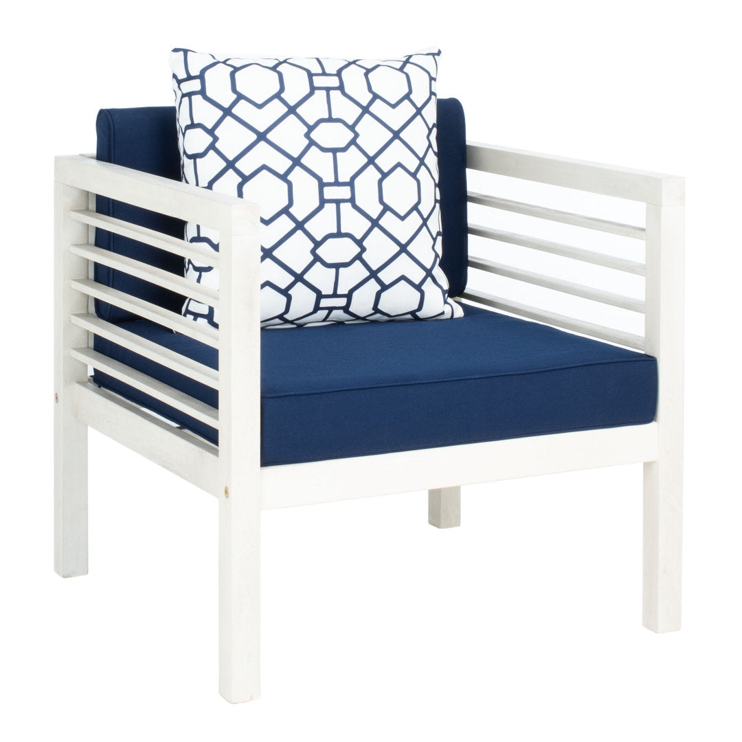 Arlethe 4 Piece Sofa Seating Group with Cushions Wade Logan® Frame Color/Cushion Color: White Frame/Navy Cushion