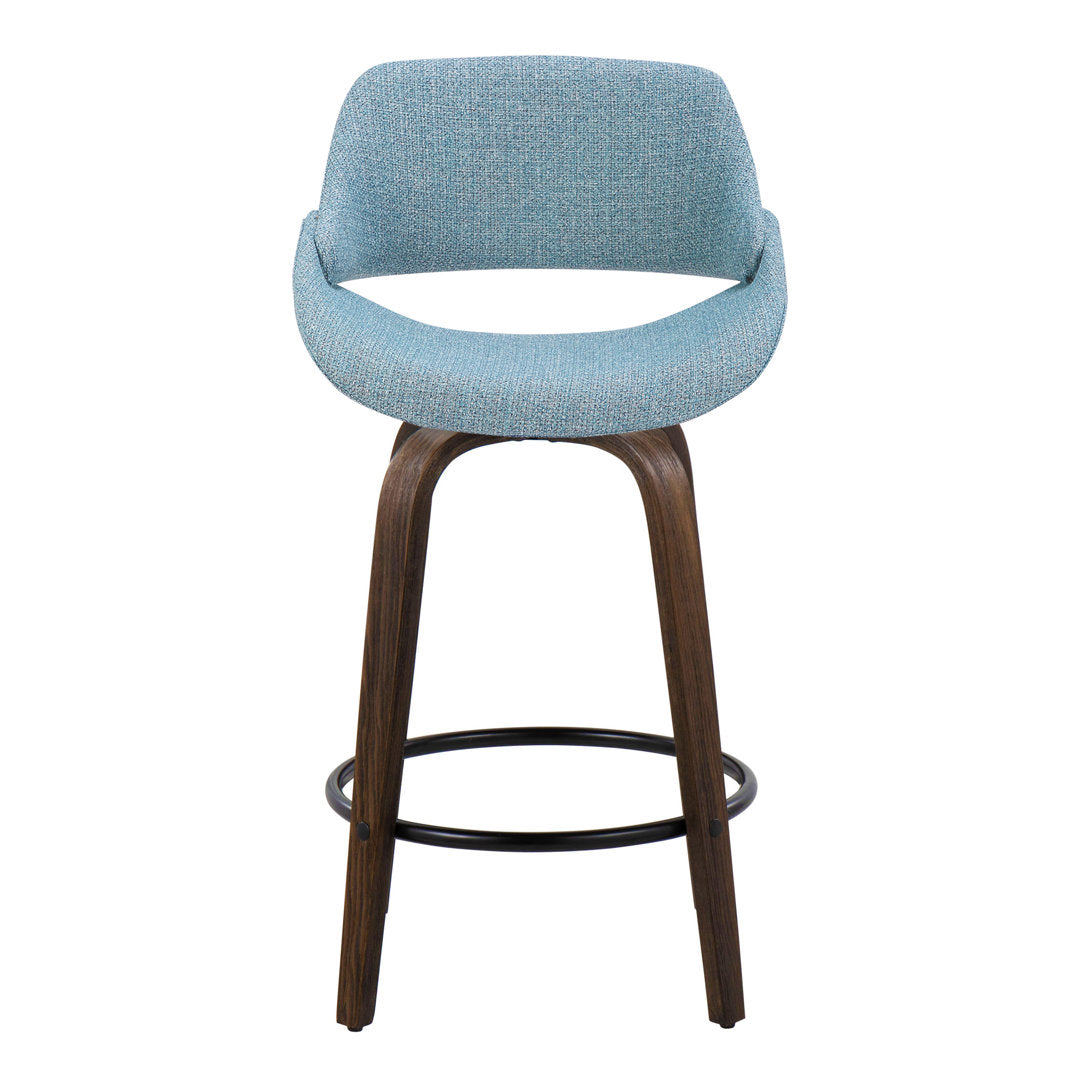 Lakyia Upholstered Bar & Counter Stool with Round Footrest George Oliver Upholstery: Blue, Seat Height: Counter Stool (26" Seat Height)