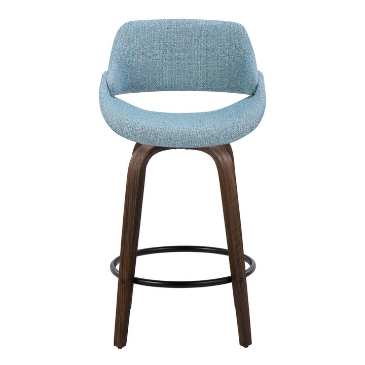 Lakyia Upholstered Bar & Counter Stool with Round Footrest George Oliver Upholstery: Blue, Seat Height: Counter Stool (26" Seat Height)