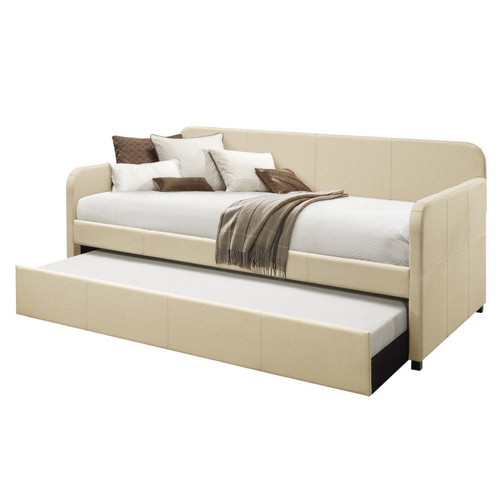 Plunkett Tiara Upholstered Daybed with Trundle Andover Mills™ Color: Beige