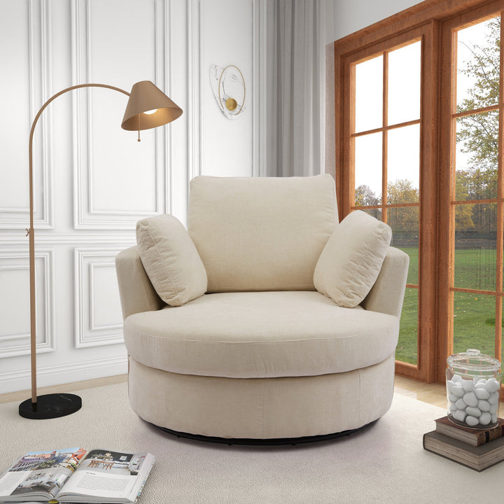 42" Wide Slipcovered Swivel Barrel Chair Latitude Run® Body Fabric: Beige Chenille
