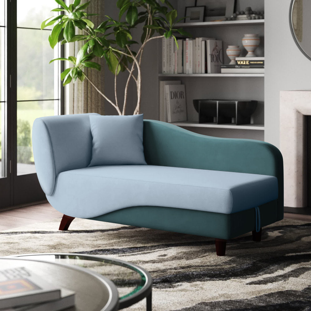Gaven Armless Reclining Foam Chaise Lounge with Storage Mercury Row® Teen Upholstery Color: Dark Green/Light Green