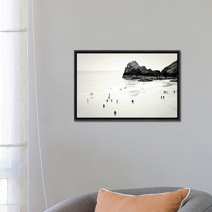 Cornwall Beach Life Photographic Print East Urban Home Size: 18" H x 26" W x 1.5" D Format: Distressed Black Framed Canvas