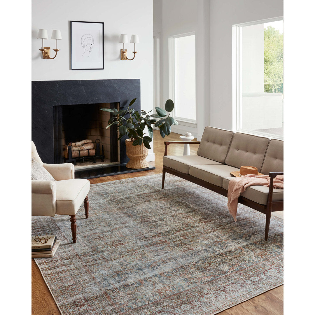 Chris Loves Julia x Loloi Jules Oriental Lagoon/Brick Area Rug Chris Loves Julia x Loloi Rug Size: Rectangle 9'6" x 14'