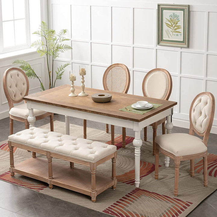 Madelynn King Louis Back Side Chair in Beige/Oak (Set of 2) Kelly Clarkson Home