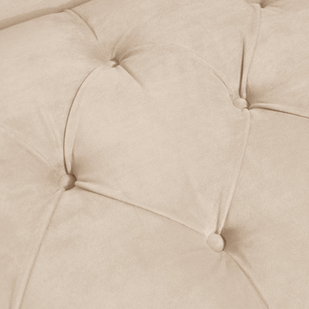 Kareem Upholstered Chaise Lounge Three Posts™ Teen Upholstery Color: Classic Velvet Pearl, Leg Color: Espresso