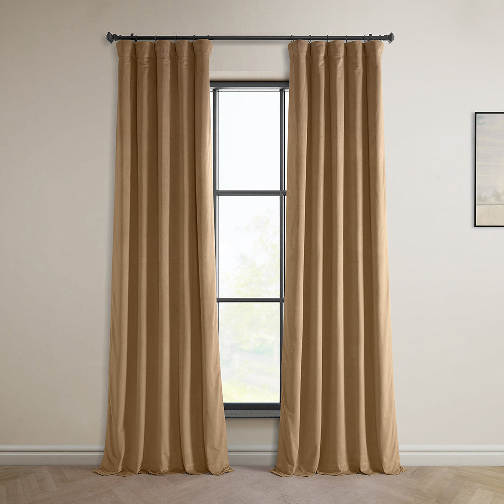 Matra Plush Velvet Curtains for Bedroom - Room Darkening Curtains for Living Room Window Single Panel AllModern Curtain Color: Spiced Rum Size per Panel: 50" W x 108" L