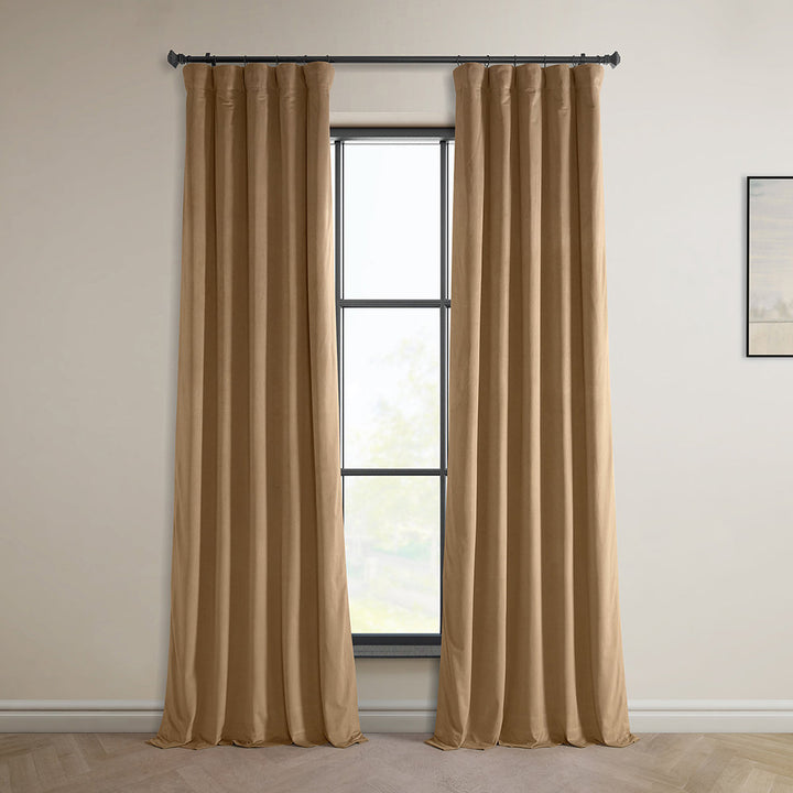 Matra Plush Velvet Curtains for Bedroom - Room Darkening Curtains for Living Room Window Single Panel AllModern Curtain Color: Spiced Rum Size per Panel: 50" W x 108" L