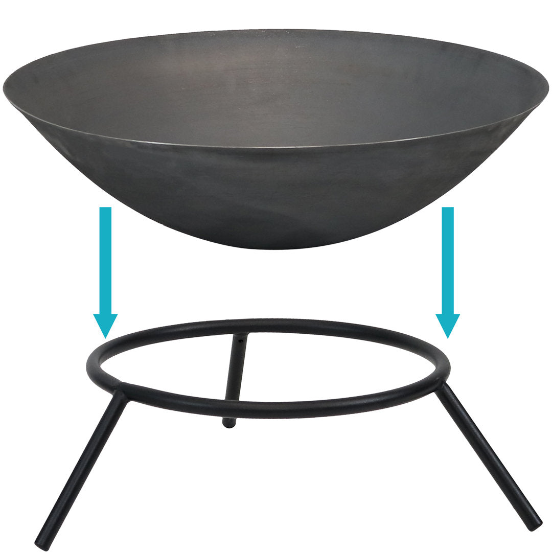Eckard 22" Round Wood-Burning Black Finish Cast Iron Raised Fire Pit Bowl with Stand Wrought Studio™