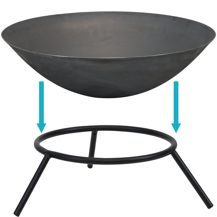 Eckard 22" Round Wood-Burning Black Finish Cast Iron Raised Fire Pit Bowl with Stand Wrought Studio™