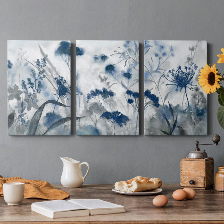 Inky Indigo - 3 Piece Picture Frame Print on Canvas Lark Manor™ Size: 36" H x 72" W x 1" D