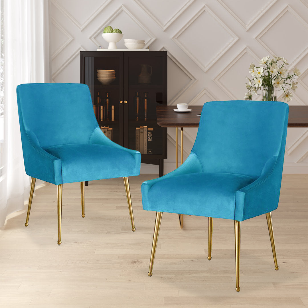Magallanes Velvet Upholstered Side Chair (Set of 2) Willa Arlo™ Interiors Upholstery Color: Light Blue