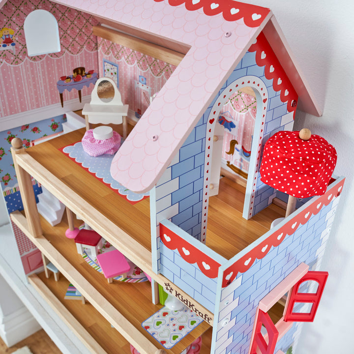 Chelsea Doll Cottage Wooden Dollhouse with 16 Accessories, for 5-Inch Dolls KidKraft