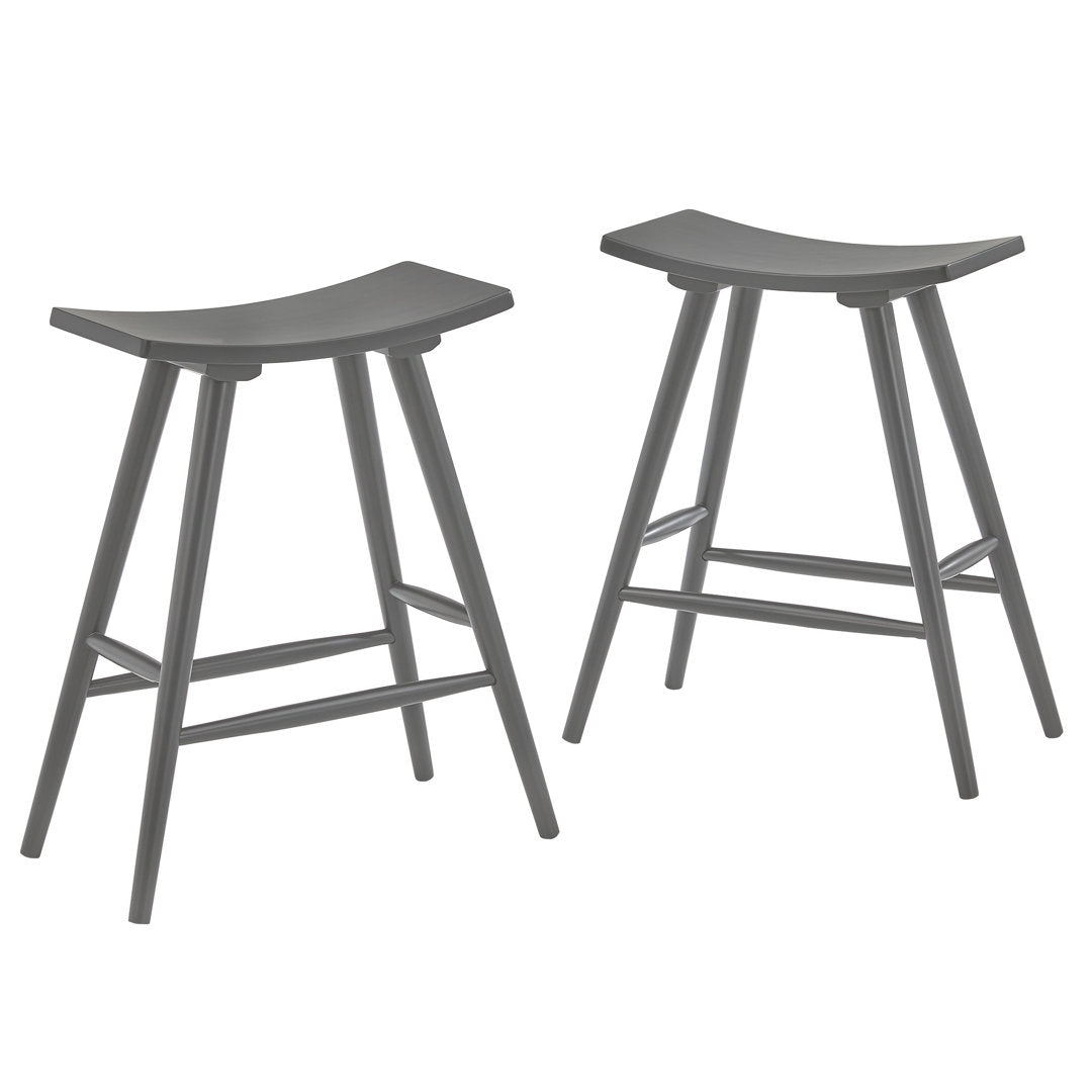Ashray Solid Wood 24.25" Counter Stool (Set of 2) Wade Logan® Color: Gray
