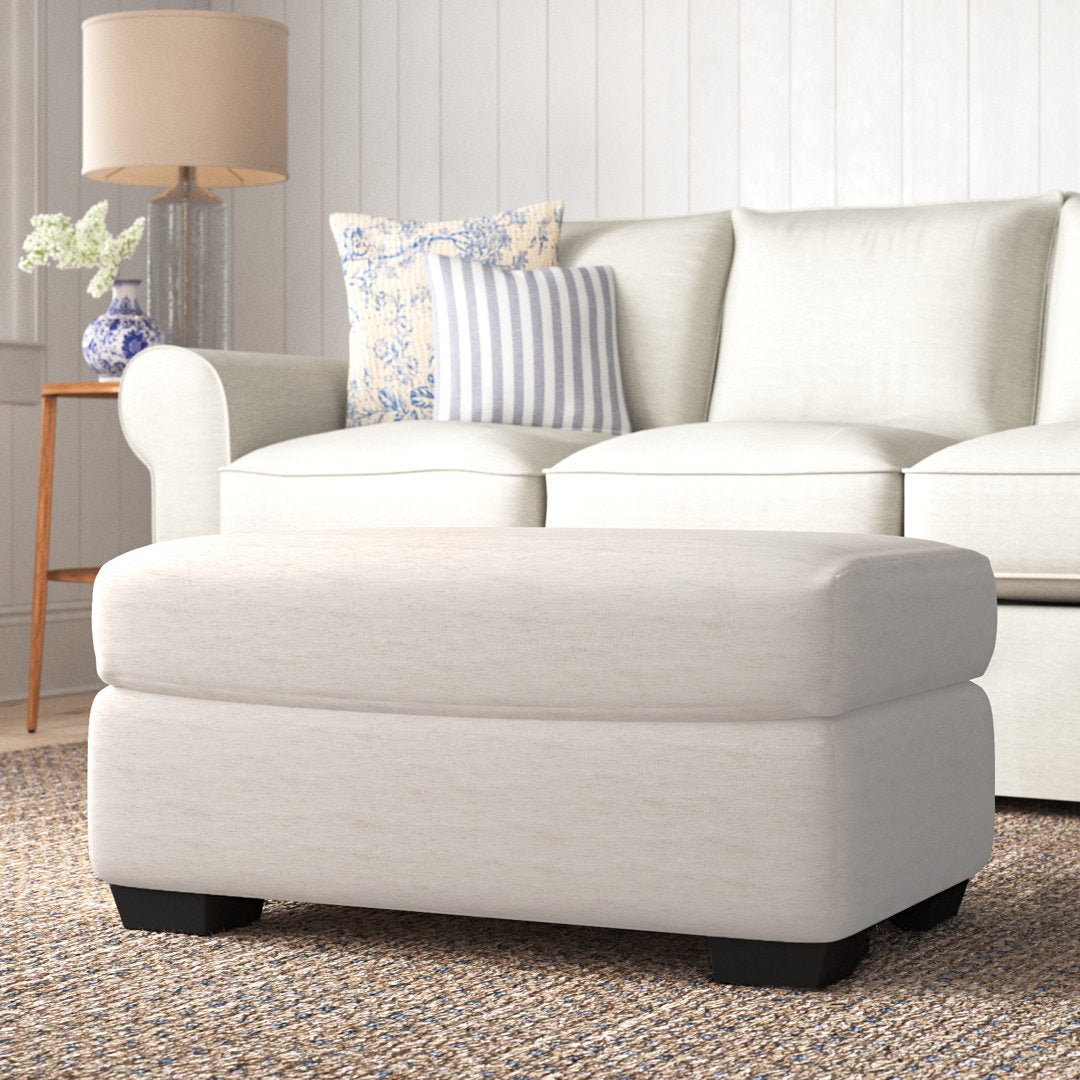 Cranbrook Upholstered Ottoman Birch Lane™ Fabric: Bella Ink Performance Velvet