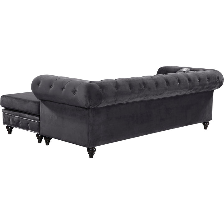 Harlow 96" Wide Velvet Reversible Sofa & Chaise Kelly Clarkson Home Upholstery Color: Gray