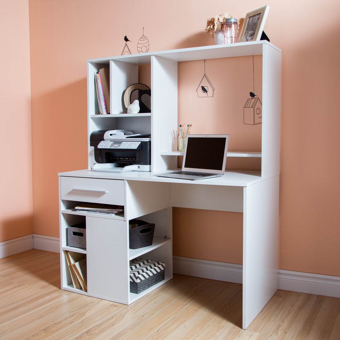 Annexe Desk with Hutch South Shore Color: White