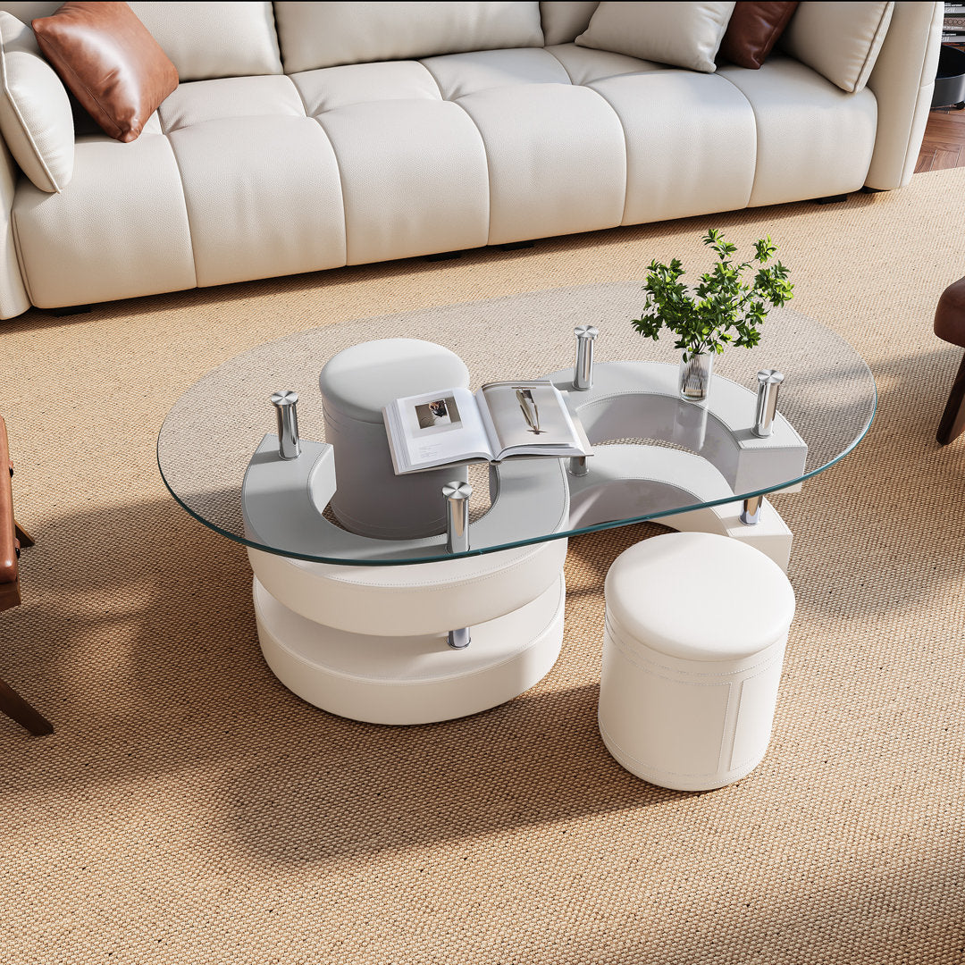 Addaly Abstract Coffee Table Orren Ellis Table Base Color: White