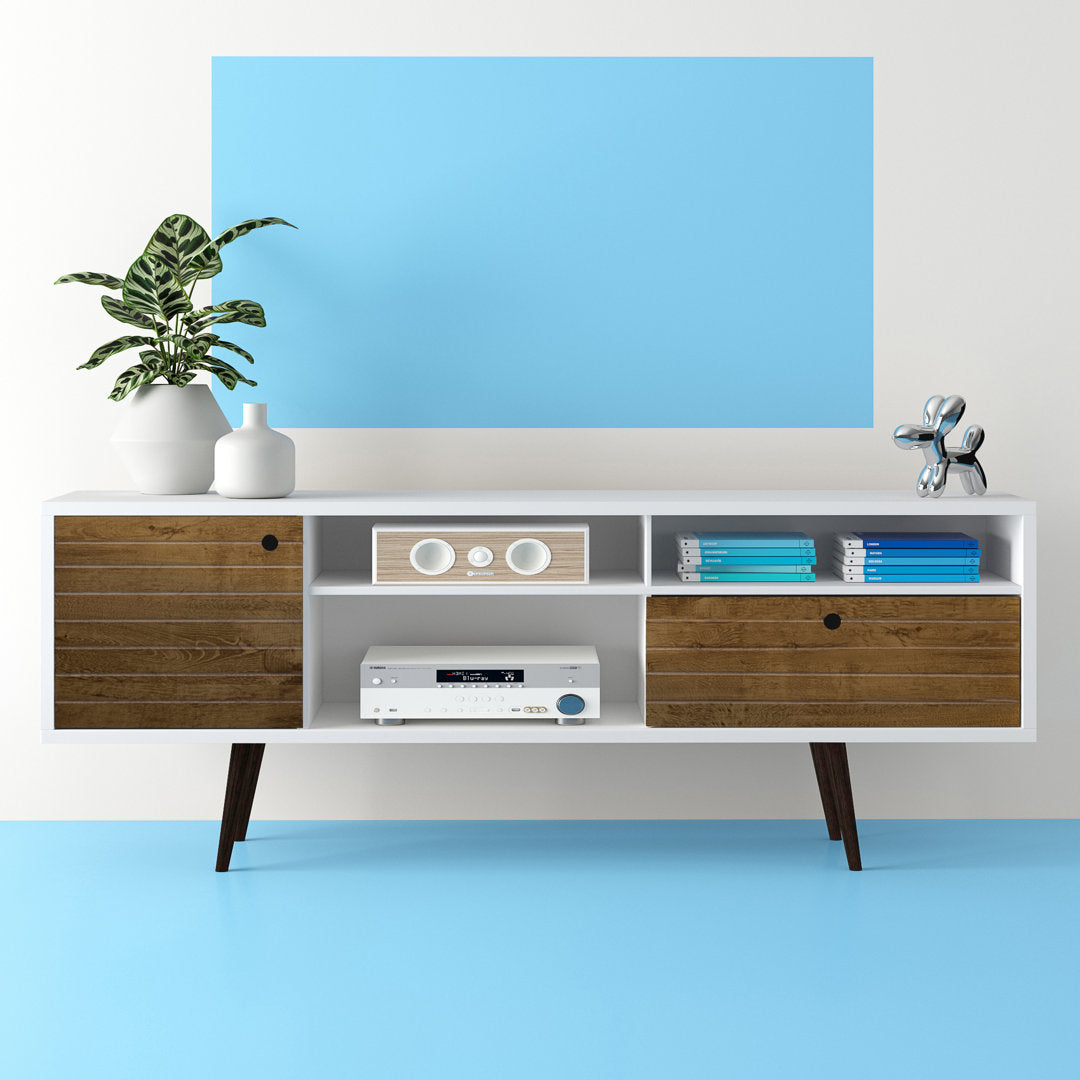 Darryl TV Stand Zipcode Design™ Color: White/Rustic Brown
