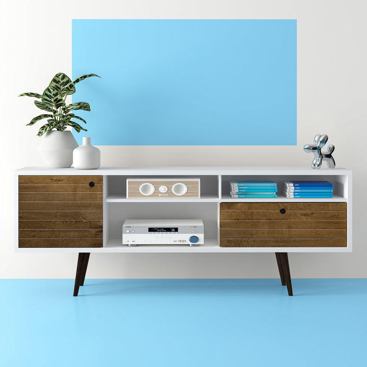 Darryl TV Stand Zipcode Design™ Color: White/Rustic Brown