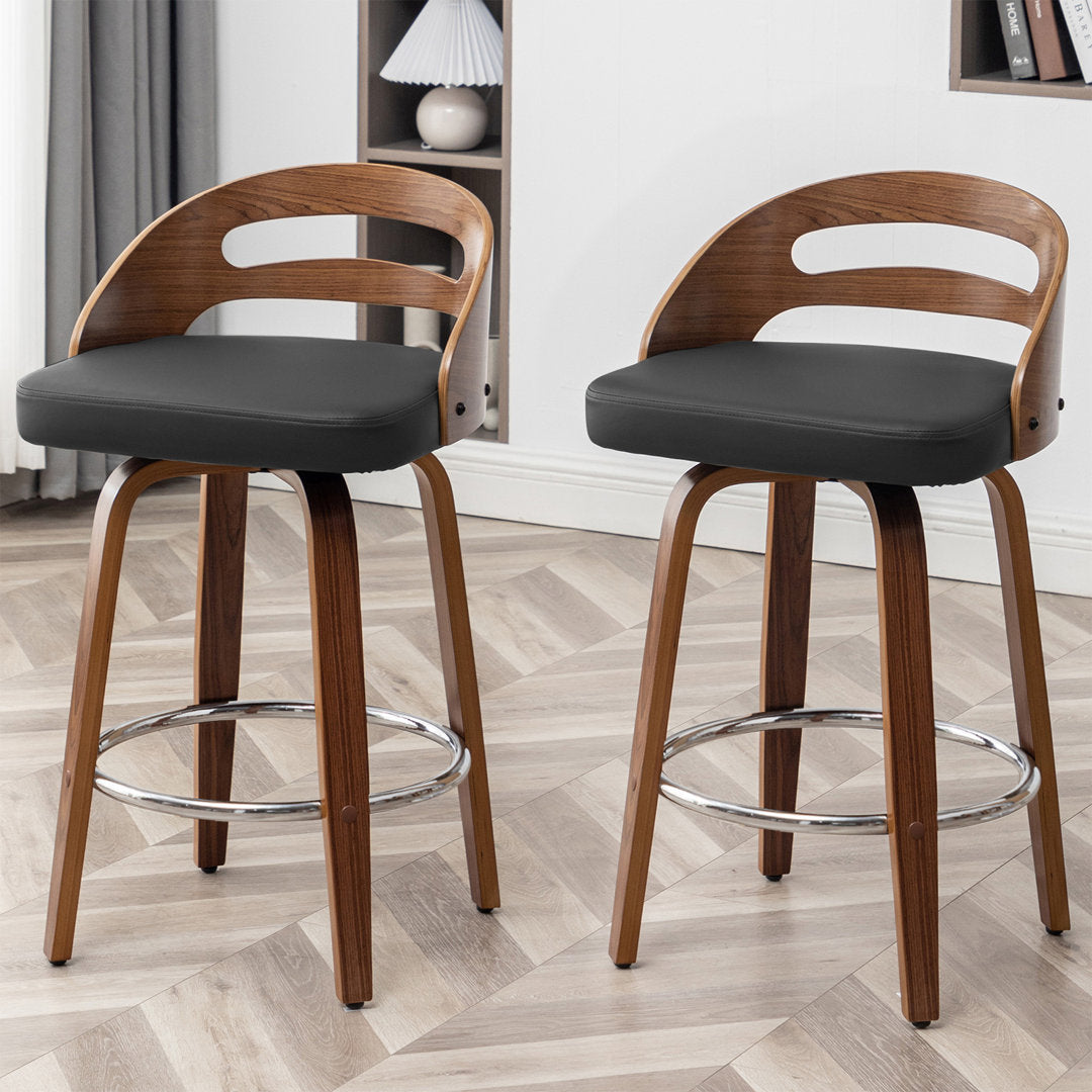 Mahtab Swivel Counter & Bar Stool (Set of 2) Corrigan Studio® Seat Height: Counter Stool = 25.59” Seat Height, Upholstery: Black Faux Leather