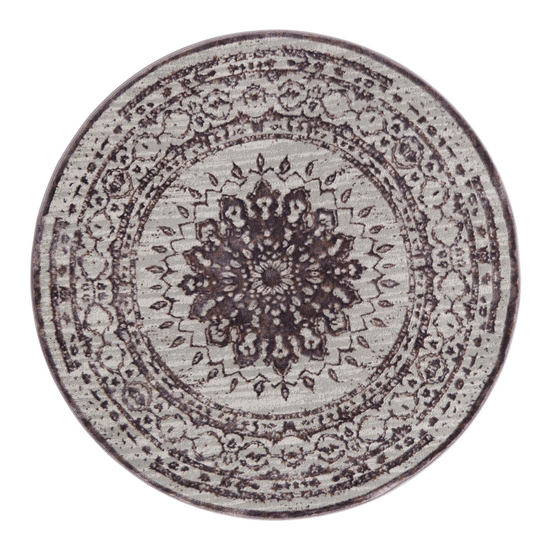 Alissa Oriental Violet Area Rug Grovelane Rug Size: Round 4'