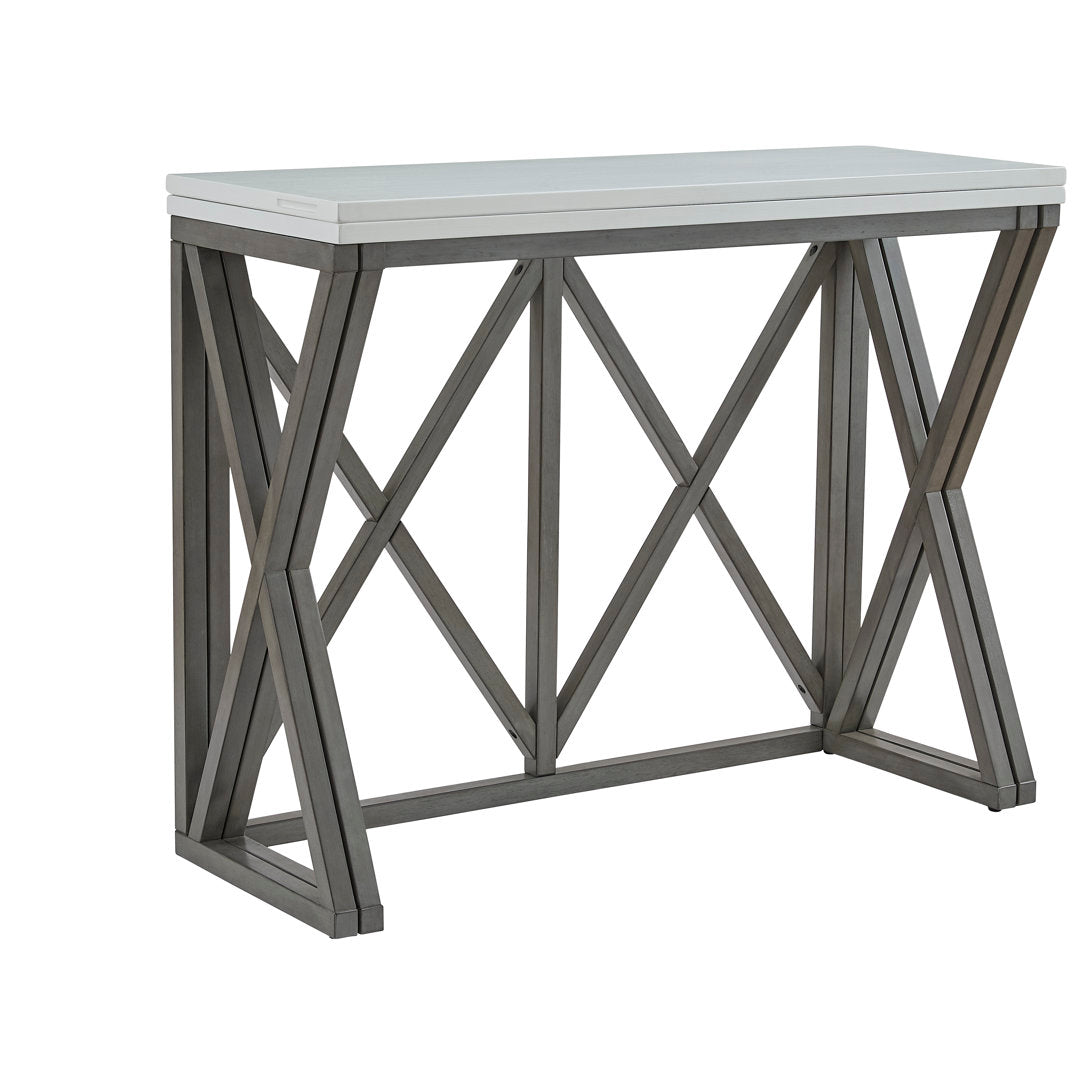 Montevious Counter Height Folding Double Pedestal Dining Table Gracie Oaks Table Top Color: White Top/Dark Gray Base