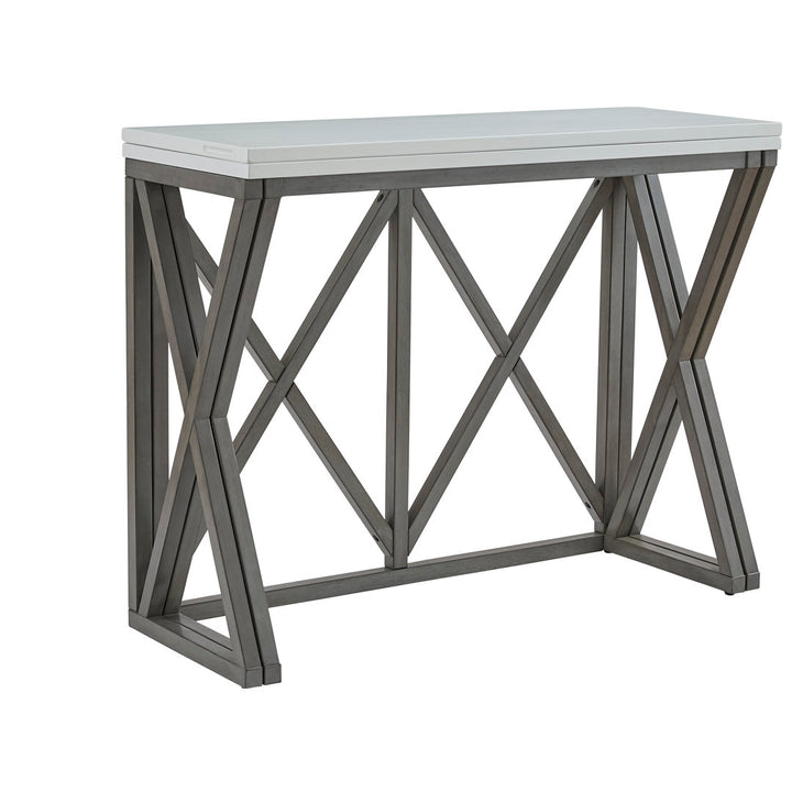 Montevious Counter Height Folding Double Pedestal Dining Table Gracie Oaks Table Top Color: White Top/Dark Gray Base