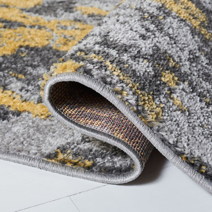 Riebe Abstract Power Loom Polypropylene Area Rug in Gray/Yellow Trent Austin Design® Rug Size: Round 8'