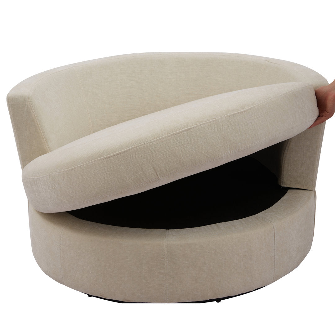 42" Wide Slipcovered Swivel Barrel Chair Latitude Run® Body Fabric: Beige Chenille
