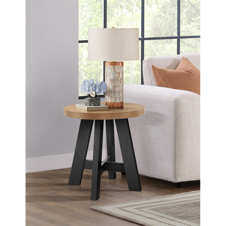 Wiese 22'' tall End Table The Twillery Co.® Color: Prairie Oak Top/Black Base