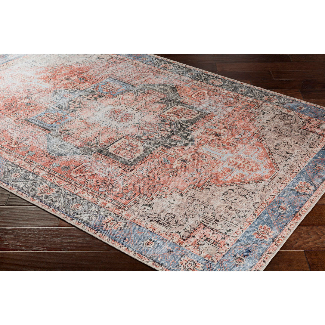 Mya Machine Washable Oriental Brick Red/Light Gray Area Rug World Menagerie Rug Size: Rectangle 8'10" x 12'