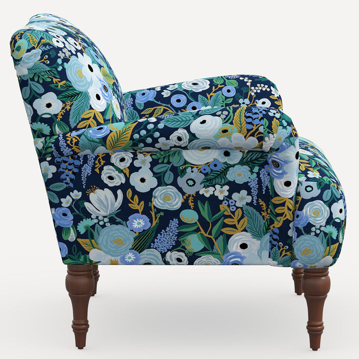 Rifle Paper Co. x Cloth & Company Bristol Armchair Rifle Paper Co. x Cloth & Company Body Fabric: Rpc Garden Party Blue Linen