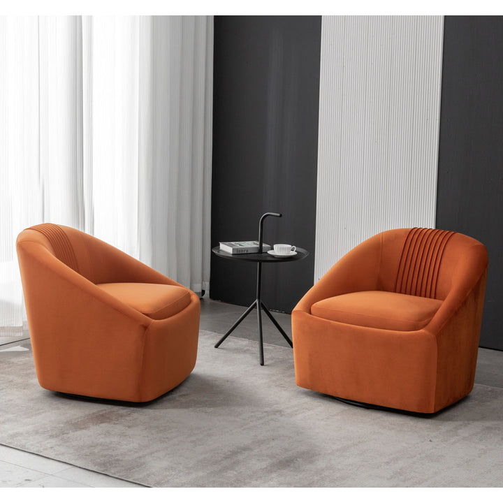 Arrun 28" W Velvet Swivel Barrel Chair (Set of 2) Wade Logan® Fabric: Orange Velvet