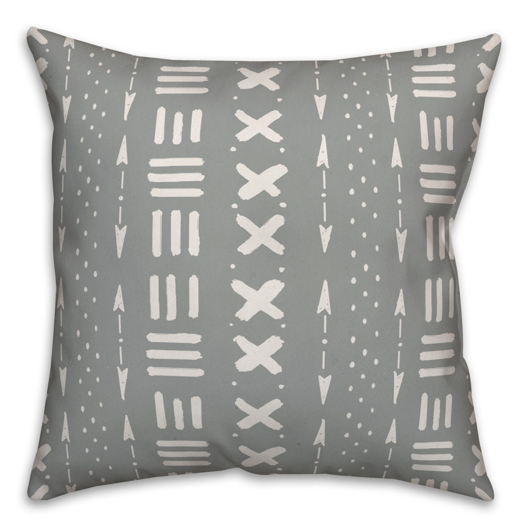 Tribal Mudcloth Pattern Throw Pillow Designs Direct Creative Group Color: Gray Size: 16" x 16"