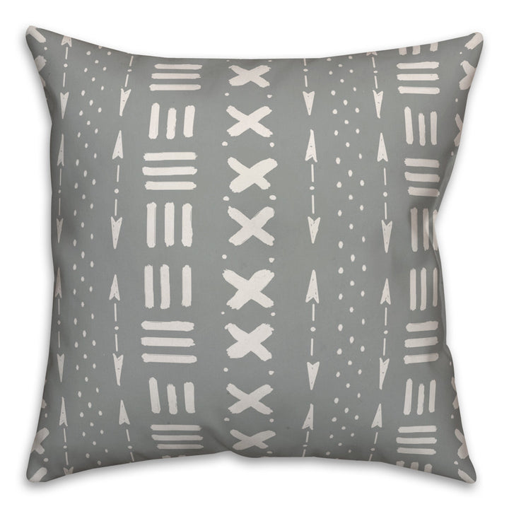 Tribal Mudcloth Pattern Throw Pillow Designs Direct Creative Group Color: Gray Size: 16" x 16"