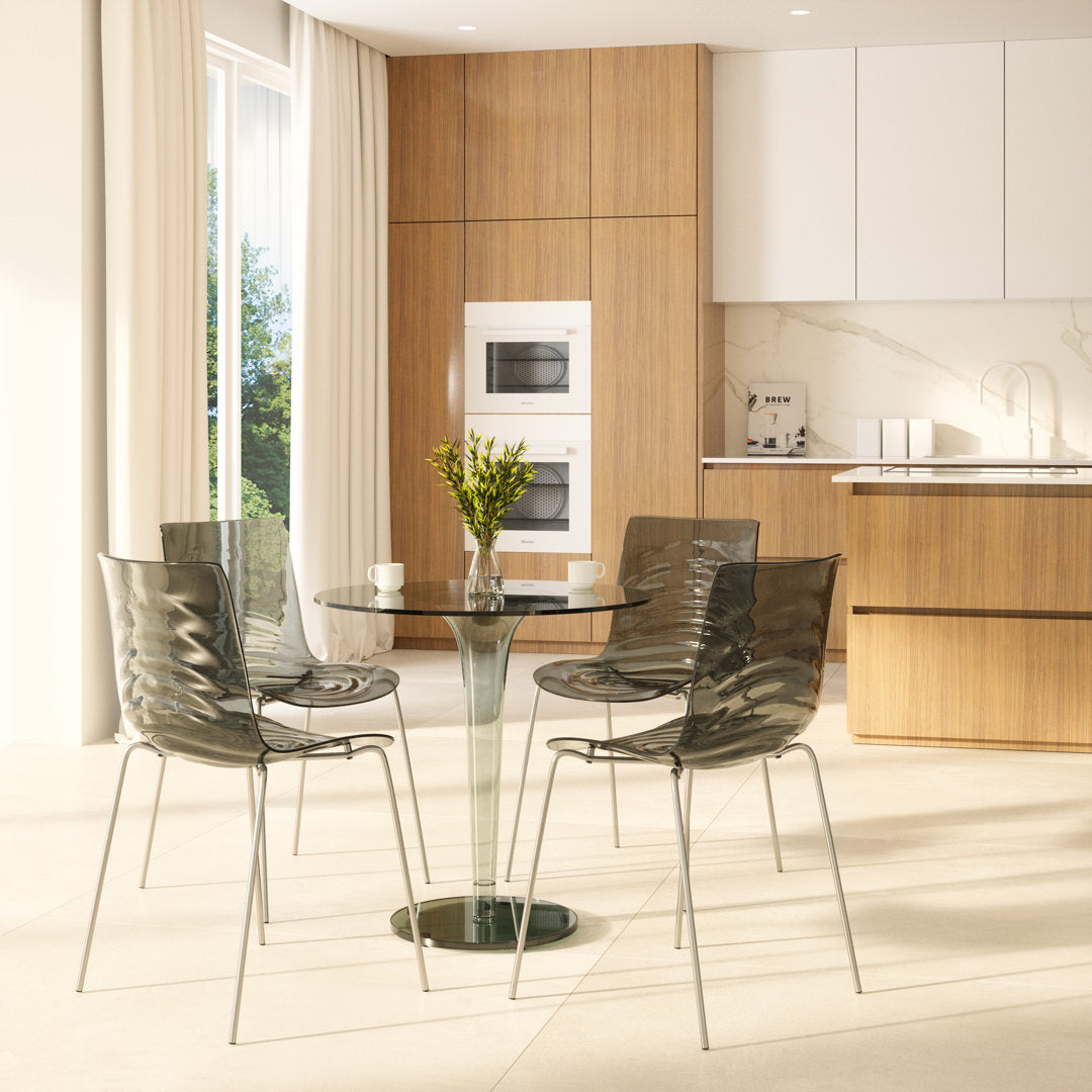 Lerner Plastic Dining Side Chair with Chrome Base Ivy Bronx Color: Transparent Black