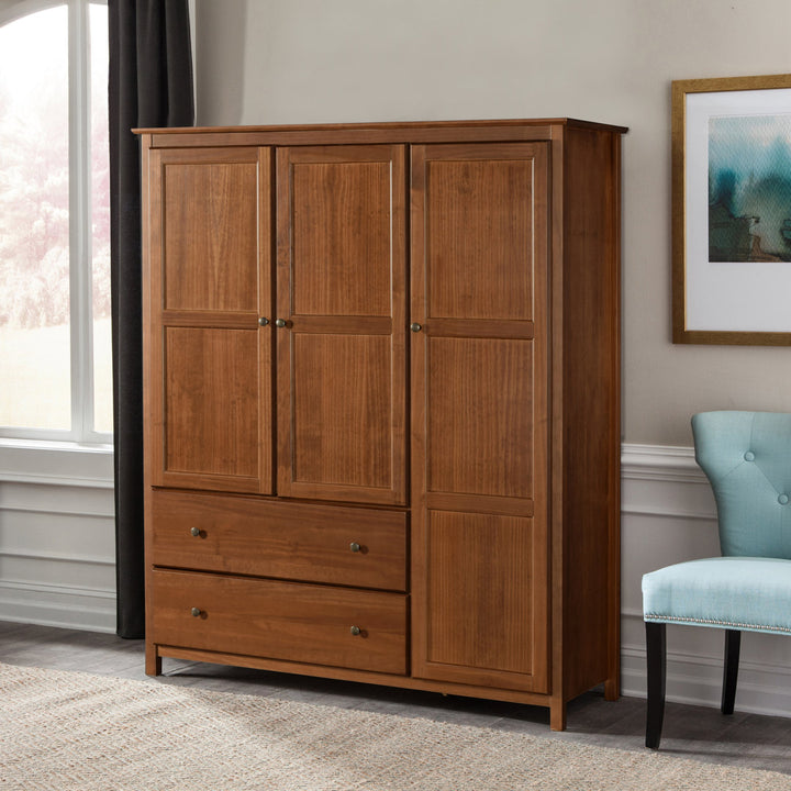 Shaker Wardrobe Armoire Grain Wood Furniture Color: Walnut
