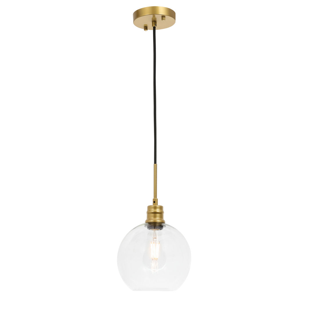 Hammel 1 - Light Single Globe Pendant Wade Logan® Size: 10" H x 8" W x 8" D Finish: Brass
