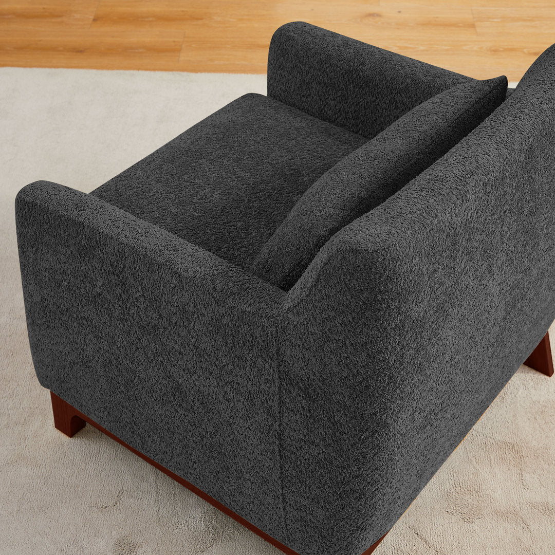 Jazmere 31.5" Armchair Mercer41 Leg Color: Walnut Fabric: Dark Gray Boucle