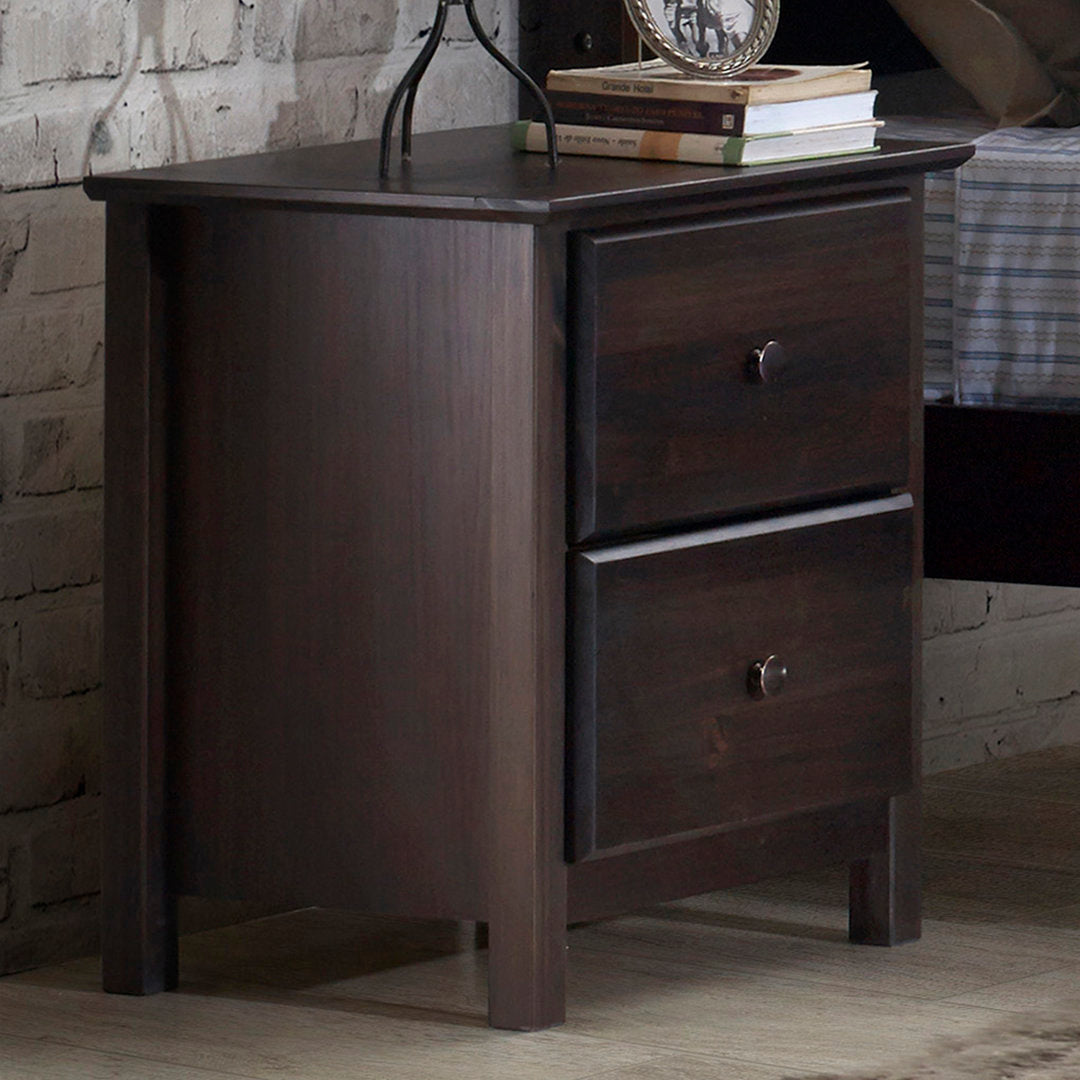 Shaker 2 - Drawer Solid Wood Nightstand Grain Wood Furniture Color: Espresso