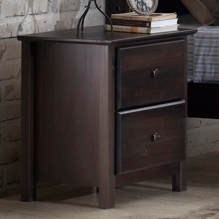Shaker 2 - Drawer Solid Wood Nightstand Grain Wood Furniture Color: Espresso