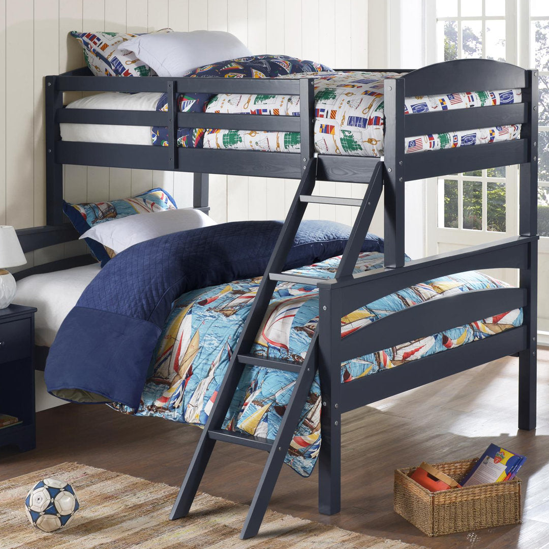 Barnett Twin over Full Bunk Bed Isabelle & Max™ Bed Frame Color: Graphite Blue