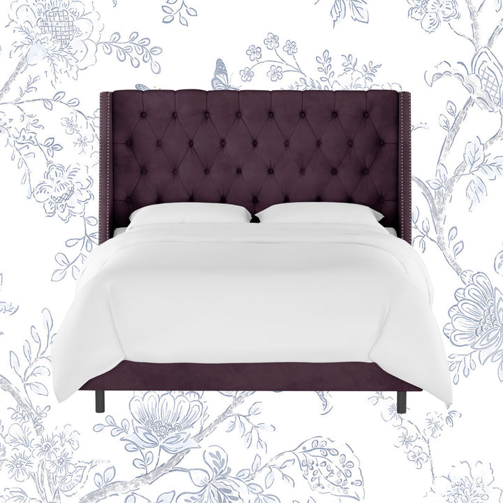 Annabel Upholstered Wingback Bed Kelly Clarkson Home Size: Full Body Fabric: Classic Aubergine Velvet