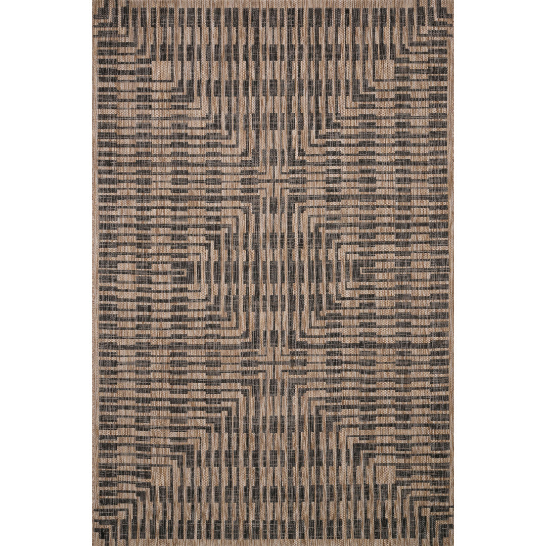 Tiza Geometric Brown/Black Indoor / Outdoor Area Rug Joss & Main Rug Size: Rectangle 7'10" x 10'9"