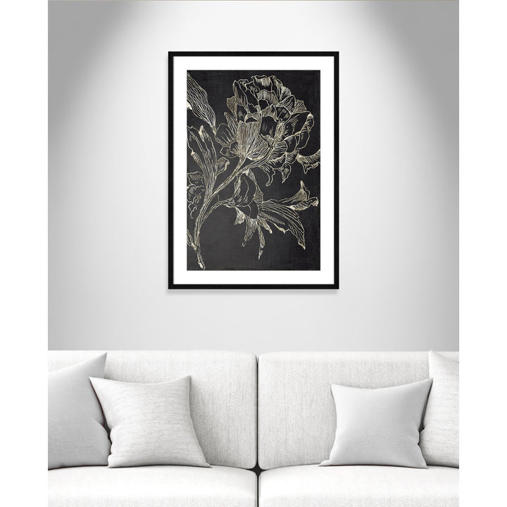 Golden Flower Folklore I by Asia Jensen - Picture Frame Graphic Art Print Joss & Main Size: 35.5" H x 25.5" W Format: Black Framed